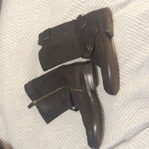 Eileen Fisher Fate nubuck black buckle boots size 11